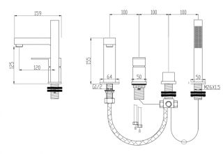 Смеситель на борт ванны Groсenberg GB6008-1 Хром